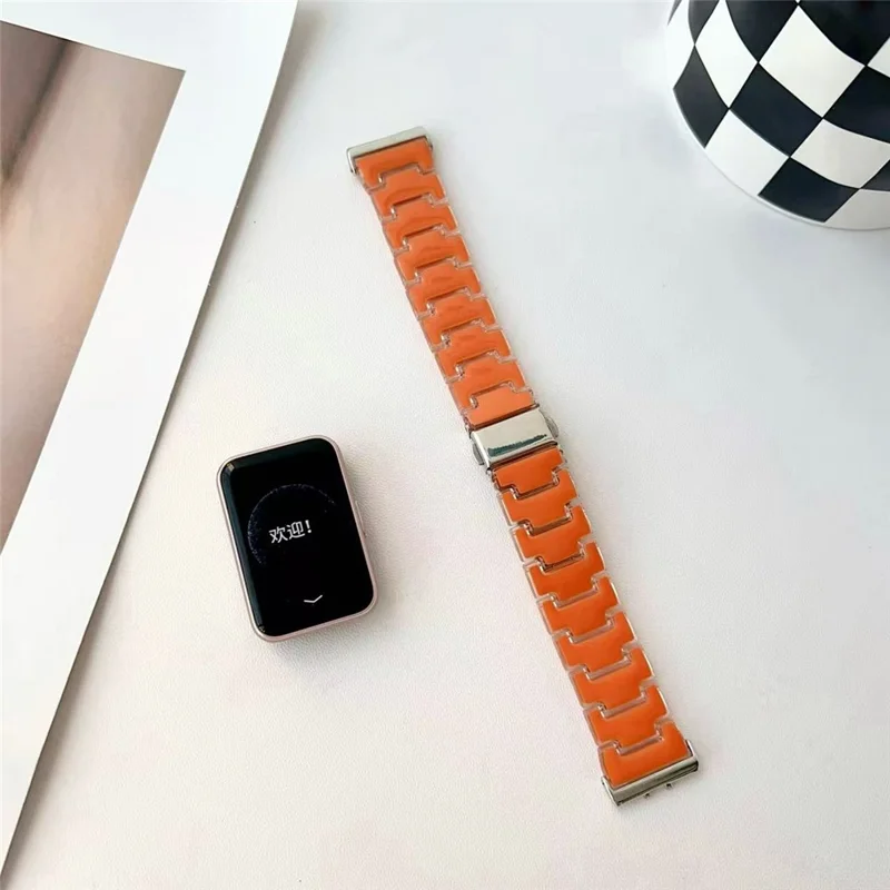 Lucky Color Design Watch Band for Samsung Galaxy Fit3 Replacement PC Strap with Stainless Steel Buckle - Orange