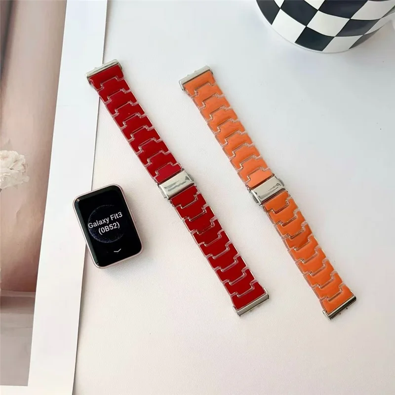 Lucky Color Design Watch Band for Samsung Galaxy Fit3 Replacement PC Strap with Stainless Steel Buckle - Orange