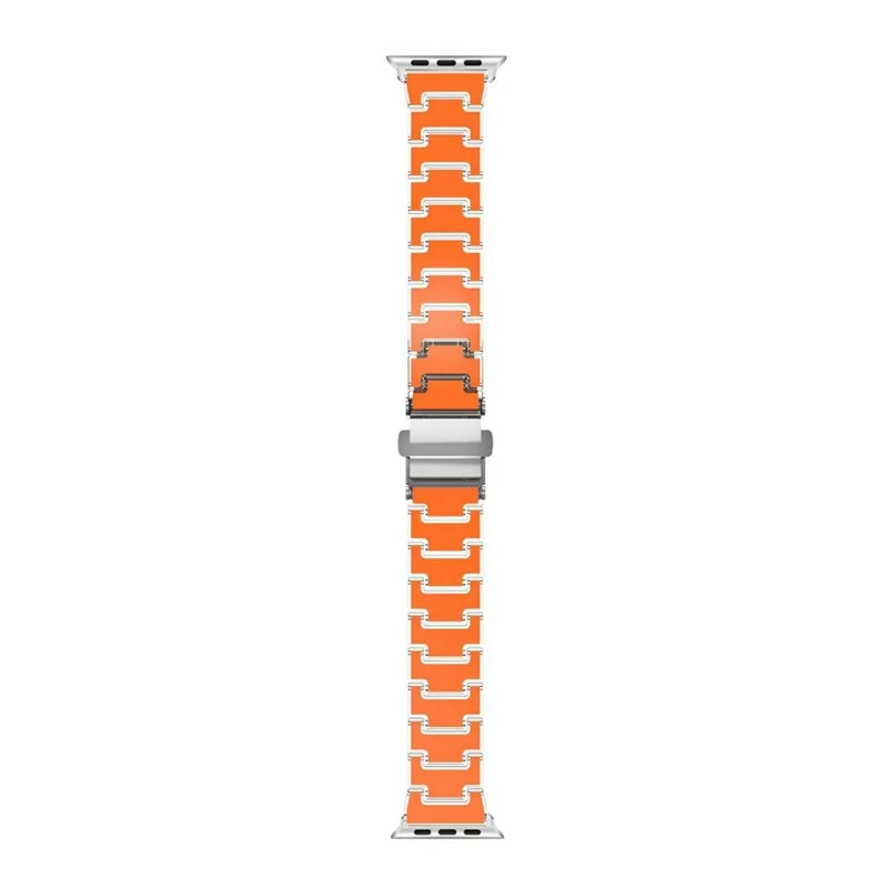 Pulseira de Relógio de Design de Cor de Sorte para Apple Watch Series 11 10 42mm / 9 8 7 41mm / SE3 SE2 SE 6 5 4 40mm / 3 2 1 38mm Substituição PC Strap com Fivela de Aço Inoxidável - Laranja