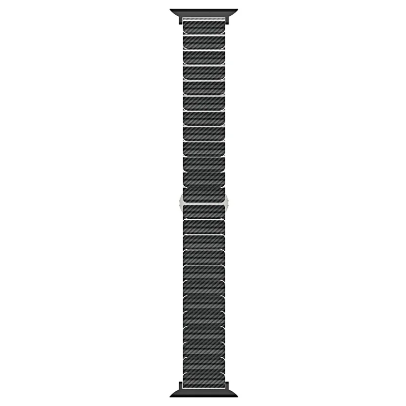 Bamboo Link Design PC Strap for Apple Watch Ultra 3 2 1 49mm  /  Series 11 10 46mm  /  9 8 7 45mm  /  SE3 SE2 SE 6 5 4 44mm  /  3 2 1 42mm Slim Watch Band with Stainless Steel Buckle - Black