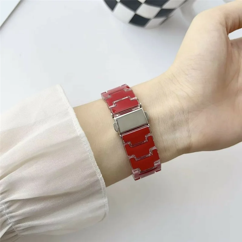 20mm Glückliche Farbdesign-Armband für Samsung Galaxy Watch7 44mm / 40mm Ersatz PC-Riemen mit Edelstahl-Schnalle - Rot