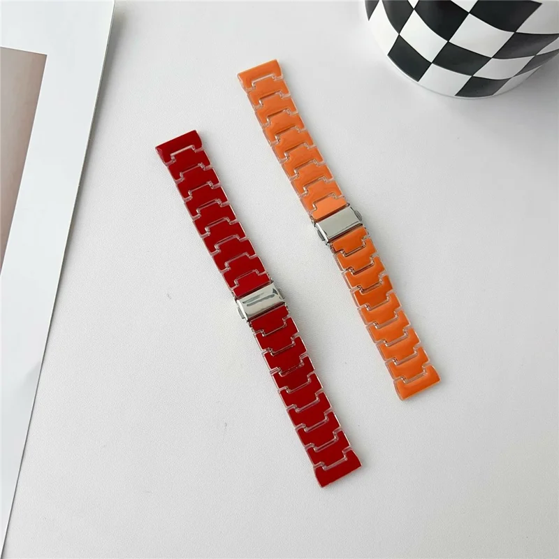 20mm Glückliche Farbdesign-Armband für Samsung Galaxy Watch7 44mm / 40mm Ersatz PC-Riemen mit Edelstahl-Schnalle - Rot