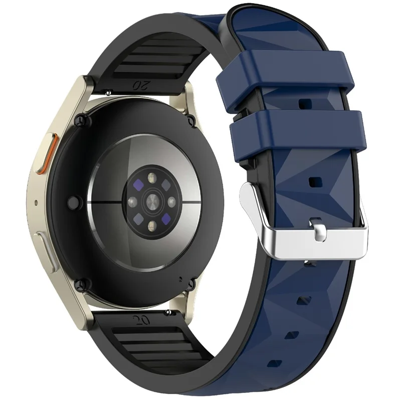 Bracelet de montre double couleur 20 mm pour Samsung Galaxy Watch7 44 mm / 40 mm Bracelet en silicone réglable - Bleu nuit / Noir