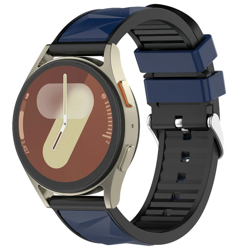 Bracelet de montre double couleur 20 mm pour Samsung Galaxy Watch7 44 mm / 40 mm Bracelet en silicone réglable - Bleu nuit / Noir