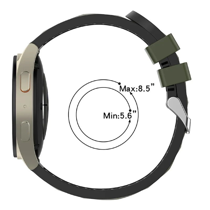 Bracelet de montre double couleur 20 mm pour Samsung Galaxy Watch7 44 mm / 40 mm Bracelet en silicone réglable - Bleu nuit / Noir