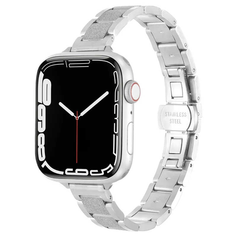 Pulseira de Relógio com 3 Contas Brilhantes para Apple Watch Series 11 10 42mm / 9 8 7 41mm / SE3 SE2 SE 6 5 4 40mm / 3 2 1 38mm, Ajustável, Aço Inoxidável, Prata