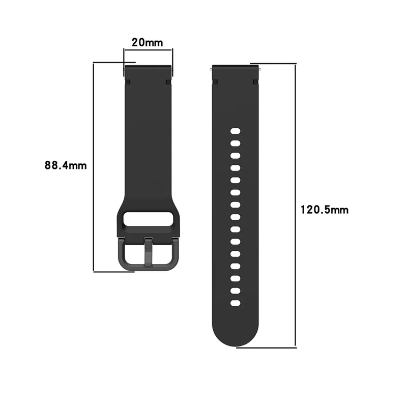 20mm Silikonband für Samsung Galaxy Watch7 44mm / 40mm / 6 Classic 43mm / 47mm Schnellverschluss-Ersatzarmband - Schwarz