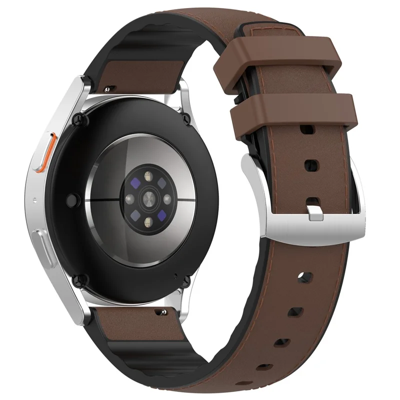 Pulseira de 20mm PU + Silicone para Samsung Galaxy Watch7 44mm / 40mm / 6 Classic 43mm / 47mm - Café