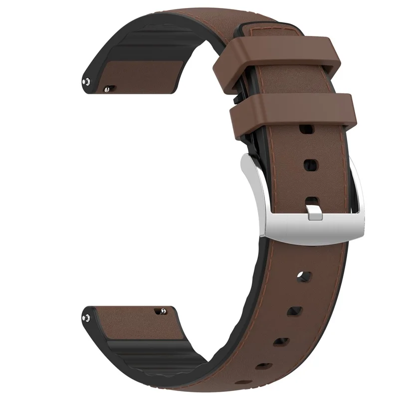 Pulseira de 20mm PU + Silicone para Samsung Galaxy Watch7 44mm / 40mm / 6 Classic 43mm / 47mm - Café