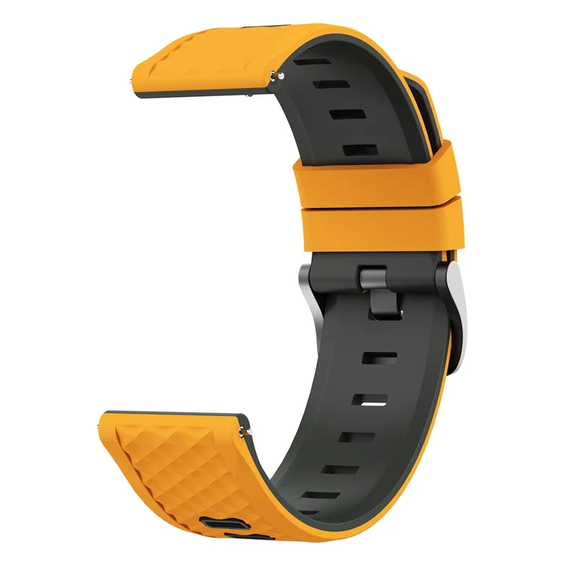 Bracelet en silicone texturé bicolore de 22 mm pour Garmin Forerunner 570 47 mm / Forerunner 970 / 265 / 255 Flat Head - Jaune / Gris