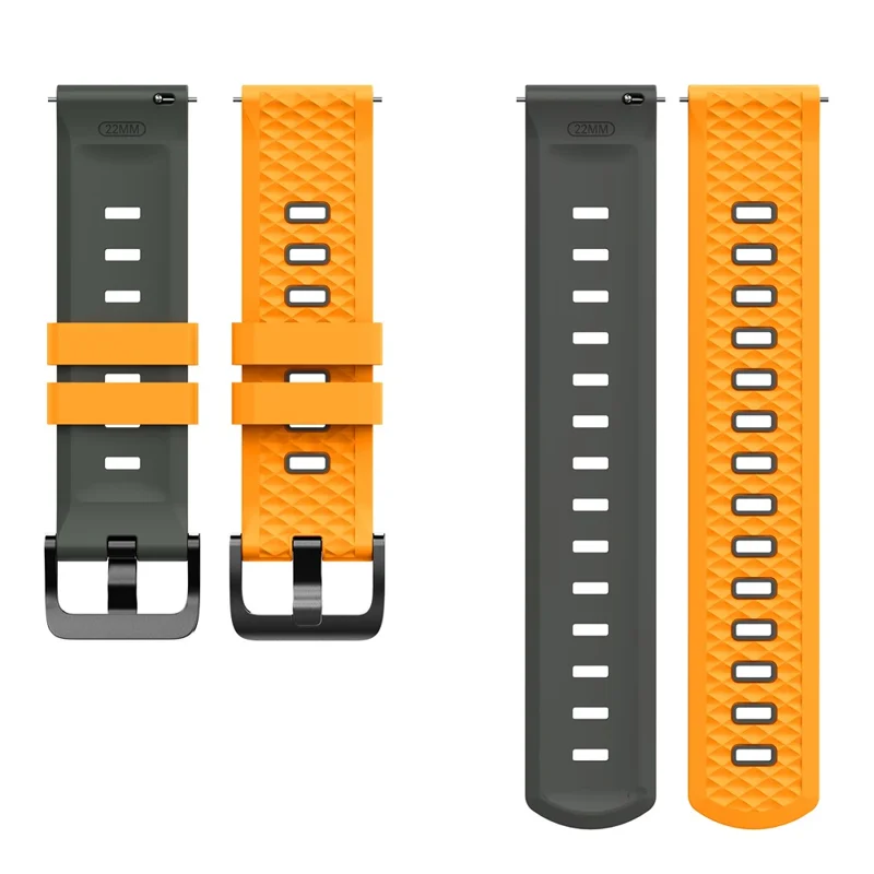 Bracelet en silicone texturé bicolore de 22 mm pour Garmin Forerunner 570 47 mm / Forerunner 970 / 265 / 255 Flat Head - Jaune / Gris