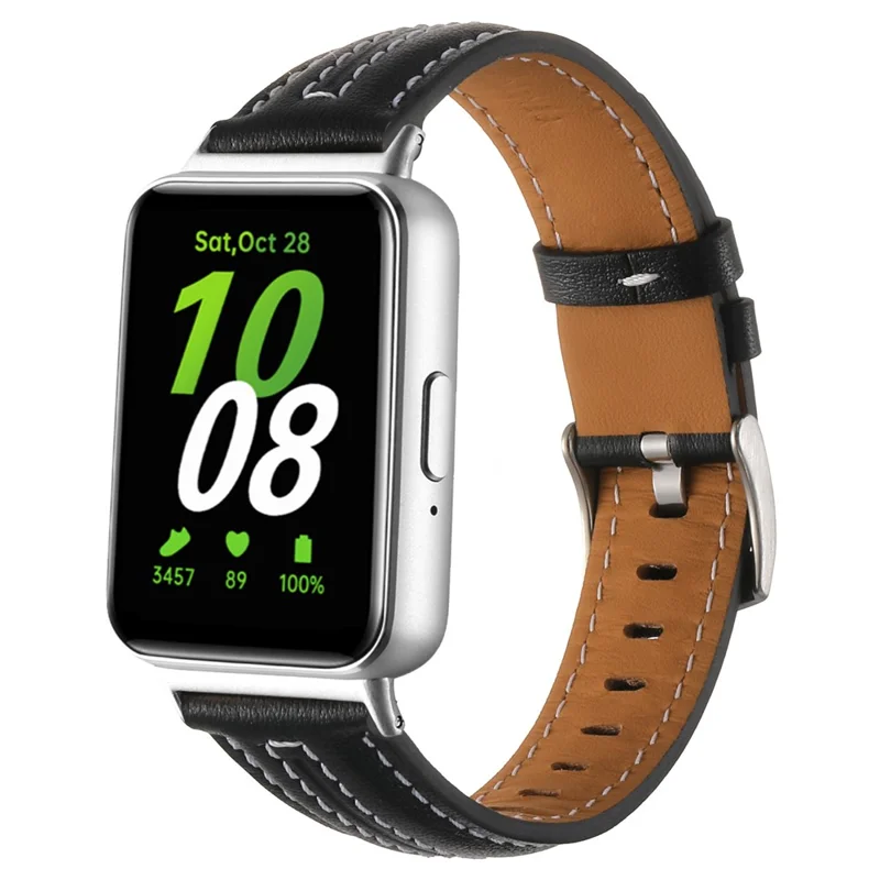 Для Samsung Galaxy Fit3 Genuine Leather Replacement Strap Adjustable Watch Band - Черный