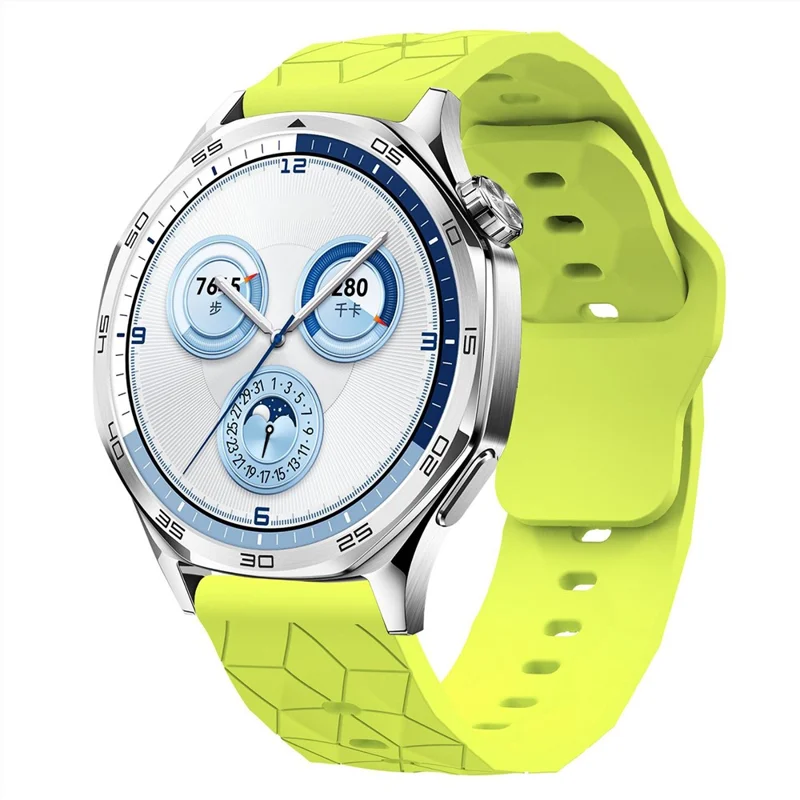 22-миллиметровый силиконовый ремешок с футбольным узором для часов Huawei Watch GT 6 / 5 Pro / 5 / 4 46 мм, быстросъемный - флуоресцентно-желтый