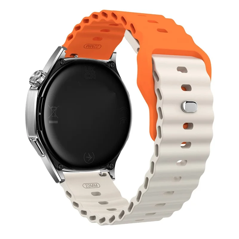 Cinturino in silicone a motivo ondulato da 22 mm per Huawei Watch GT 6 / 5 Pro / 5 / 4 46 mm Cinturino per orologio con sgancio rapido - Arancione / Starlight