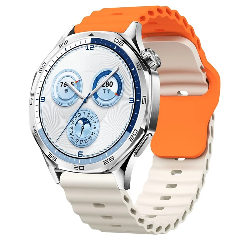 Cinturino in silicone a motivo ondulato da 22 mm per Huawei Watch GT 6 / 5 Pro / 5 / 4 46 mm Cinturino per orologio con sgancio rapido - Arancione / Starlight