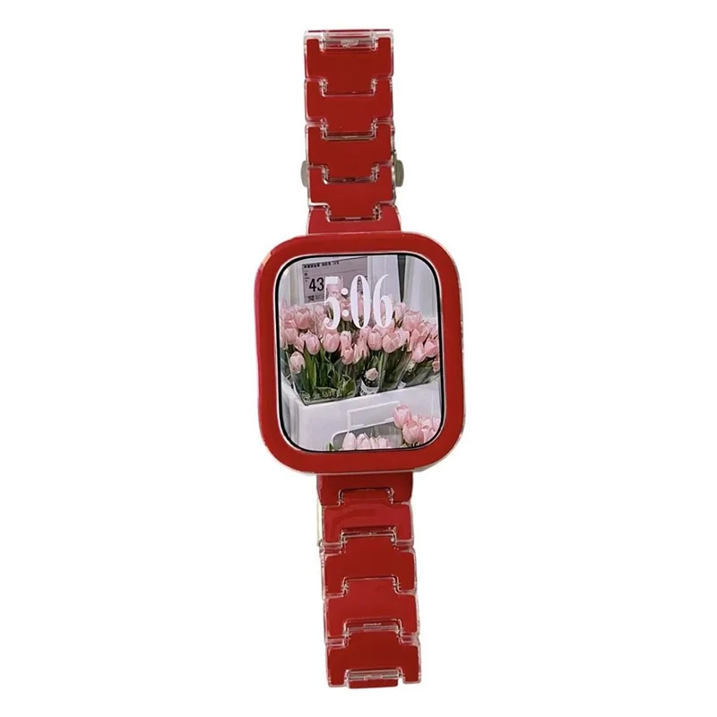 Cinturino di ricambio per orologio in metallo Lucky Color Design PC Band con custodia per PC per Apple Watch Series 11 46mm / 10 46mm - Rosso