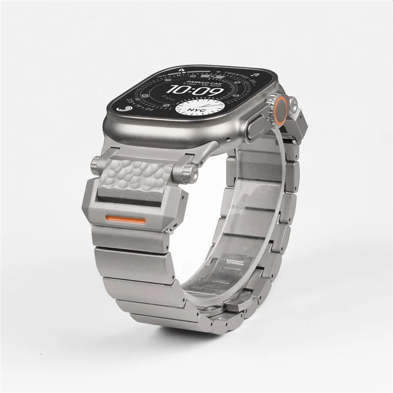 Strap for Apple Watch Ultra 3 2 1 49mm  /  Series 11 10 46mm  /  9 8 7 45mm  /  SE3 SE2 SE 6 5 4 44mm  /  3 2 1 42mm Hammer Pattern Titanium Alloy Watch Band - Titanium