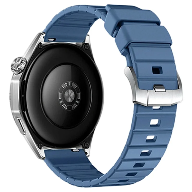 22mm Fluorine Rubber Watch Band for Huawei Watch GT 5 Pro 46mm / 5 46mm / 4 46mm Quick Release Wrist Strap - Blue / Silver Buckle