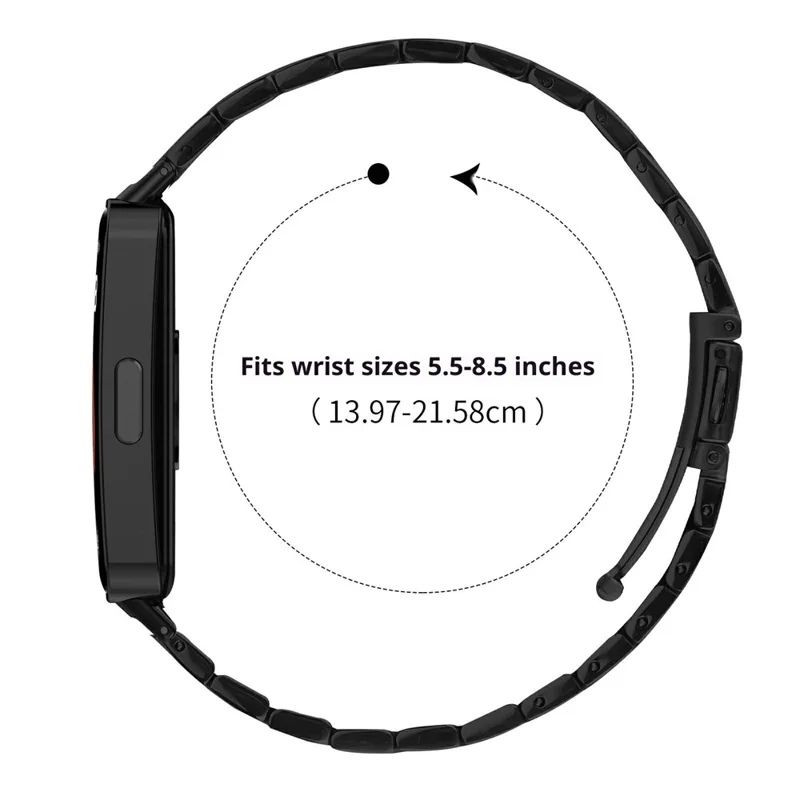 Bat Design Black Watch Strap for Huawei Band 10 / 9 / 8 Stainless Steel Adjustable Band with Folding Clasp