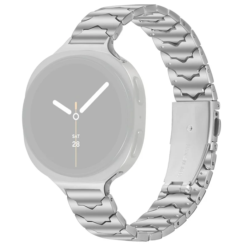 Bat Design Silver Watch Strap for Samsung Galaxy Watch8 44mm / 40mm / 8 Classic 46mm Stainless Steel Adjustable Band with Folding Clasp