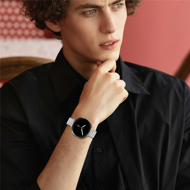 Bat Design Silver Watch Strap for Samsung Galaxy Watch8 44mm / 40mm / 8 Classic 46mm Stainless Steel Adjustable Band with Folding Clasp