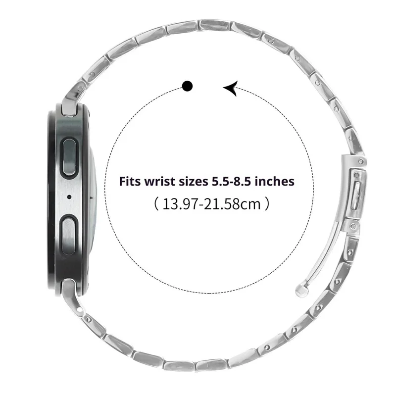 Bat Design Silver Watch Strap for Samsung Galaxy Watch8 44mm / 40mm / 8 Classic 46mm Stainless Steel Adjustable Band with Folding Clasp