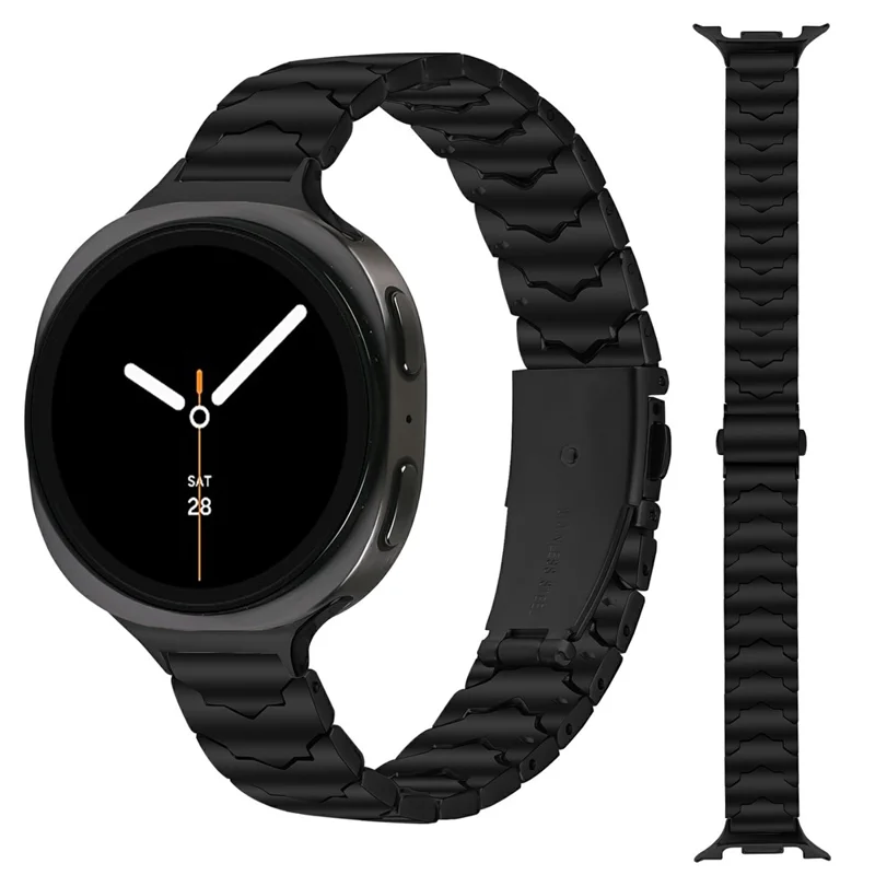 Bat Design Black Watch Strap for Samsung Galaxy Watch8 44mm / 40mm / 8 Classic 46mm Stainless Steel Adjustable Band with Folding Clasp