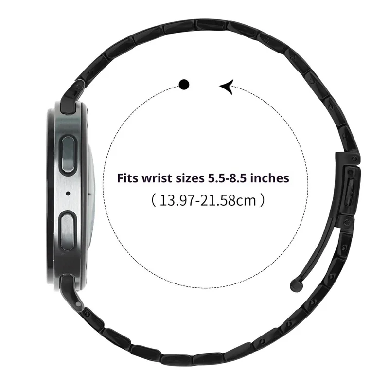 Bat Design Black Watch Strap for Samsung Galaxy Watch8 44mm / 40mm / 8 Classic 46mm Stainless Steel Adjustable Band with Folding Clasp