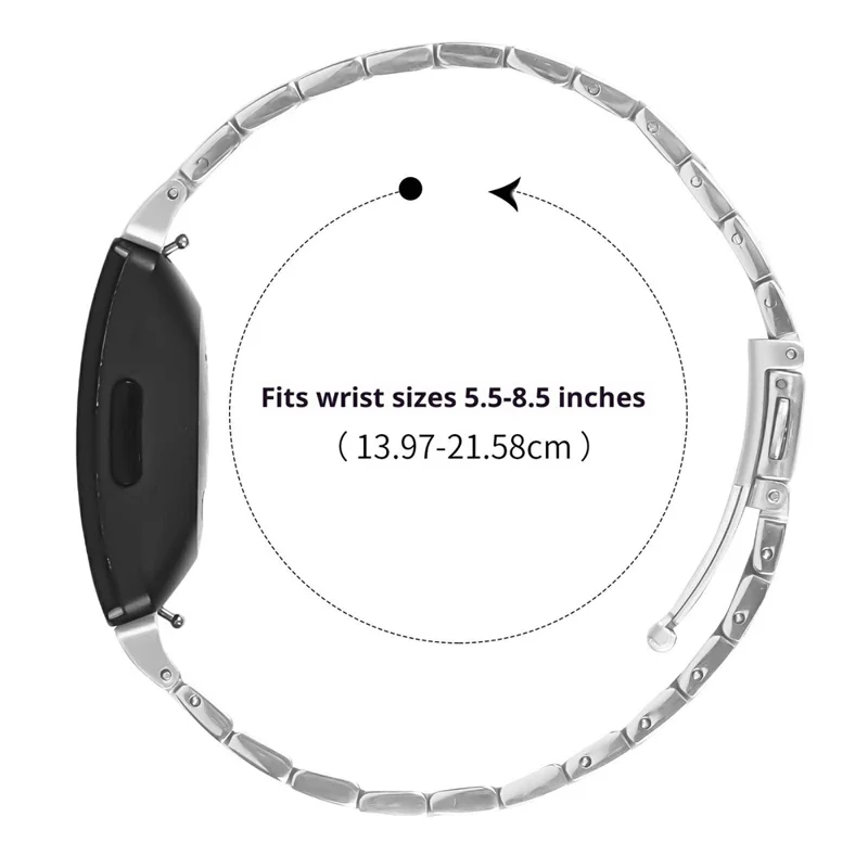 Bat Design Silver Watch Strap for Fitbit Inspire / Inspire 2 / Inspire HR Stainless Steel Adjustable Band with Folding Clasp