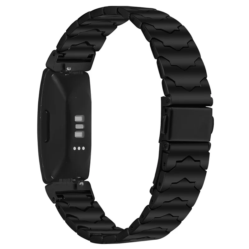 Bat Design Black Watch Strap for Fitbit Inspire / Inspire 2 / Inspire HR Stainless Steel Adjustable Band with Folding Clasp