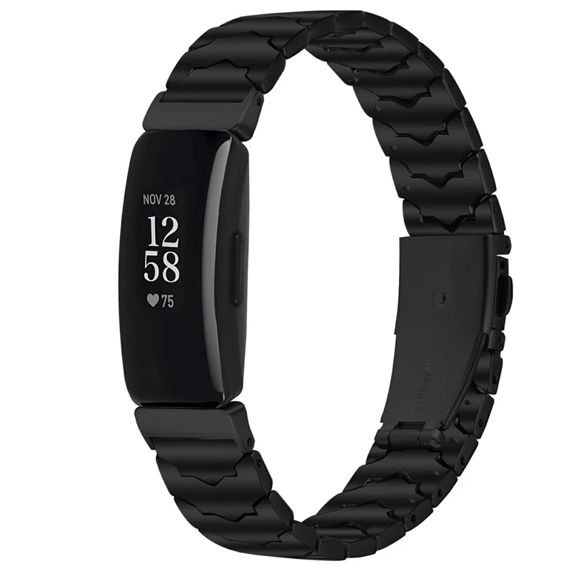 Bat Design Black Watch Strap for Fitbit Inspire / Inspire 2 / Inspire HR Stainless Steel Adjustable Band with Folding Clasp