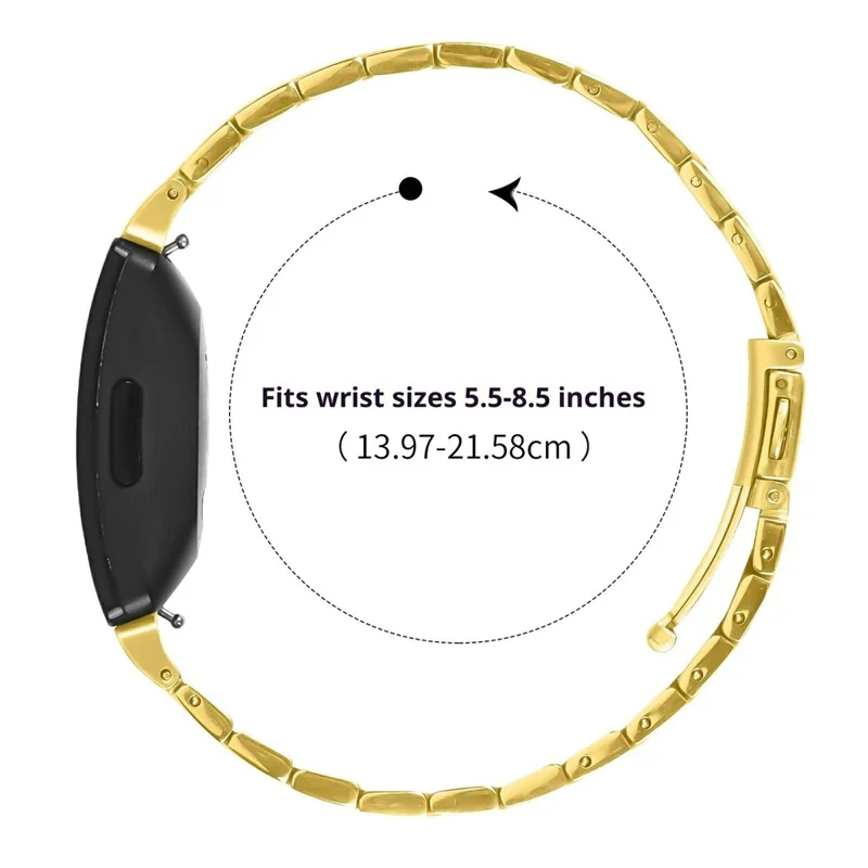 Bat Design Electroplate Color Watch Strap for Fitbit Inspire / Inspire 2 / Inspire HR Stainless Steel Adjustable Band with Folding Clasp - Gold