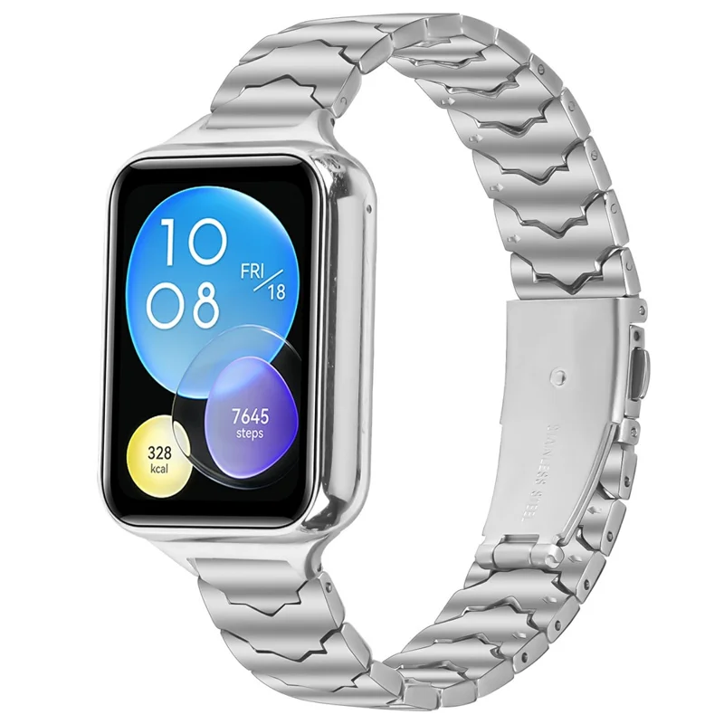 Bat Design Silver Watch Strap for Xiaomi Smart Band 9 Pro / 8 Pro Stainless Steel Adjustable Band with Folding Clasp