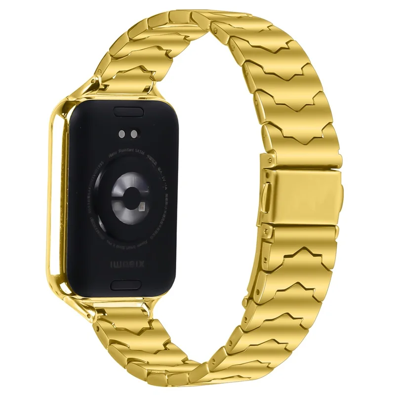 Bat Design Electroplate Color Watch Strap for Xiaomi Smart Band 9 Pro / 8 Pro Stainless Steel Adjustable Band with Folding Clasp - Gold