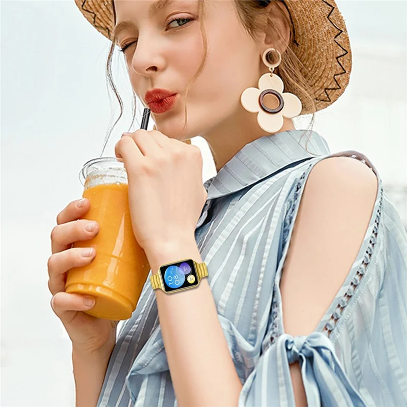 Bat Design Electroplate Color Watch Strap for Xiaomi Redmi Watch 5 / 4 Stainless Steel Adjustable Band with Folding Clasp - Gold