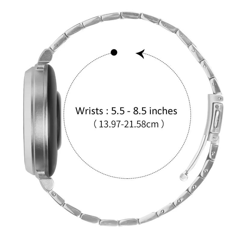 Bat Design Silver Watch Strap for Garmin Lily 2 Stainless Steel Adjustable Band with Folding Clasp