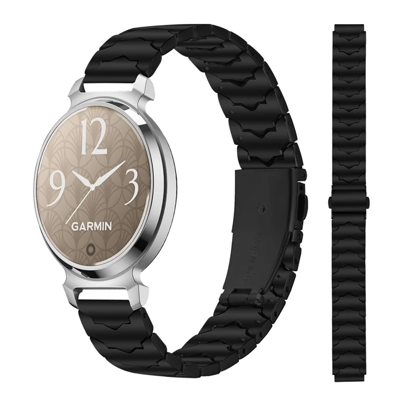 Bat Design Black Watch Strap for Garmin Lily 2 Stainless Steel Adjustable Band with Folding Clasp