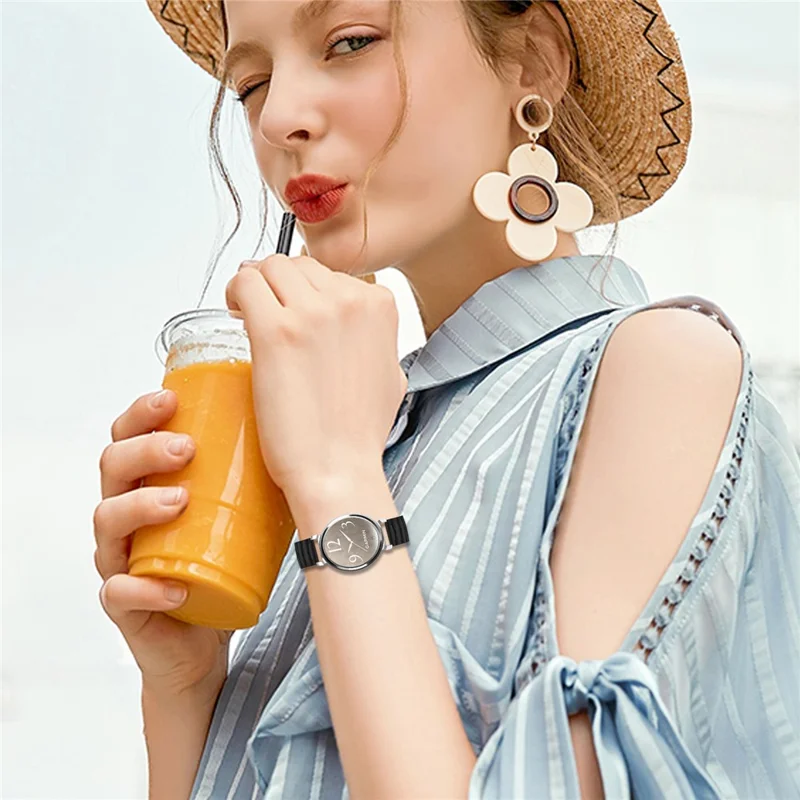 Bat Design Black Watch Strap for Garmin Lily 2 Stainless Steel Adjustable Band with Folding Clasp