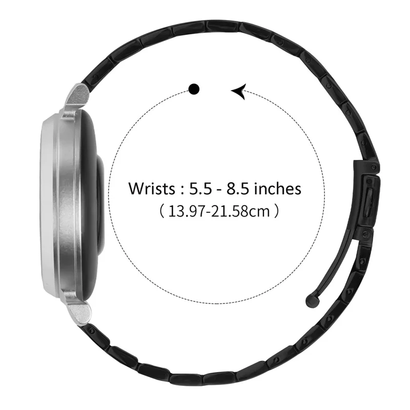 Bat Design Black Watch Strap for Garmin Lily 2 Stainless Steel Adjustable Band with Folding Clasp