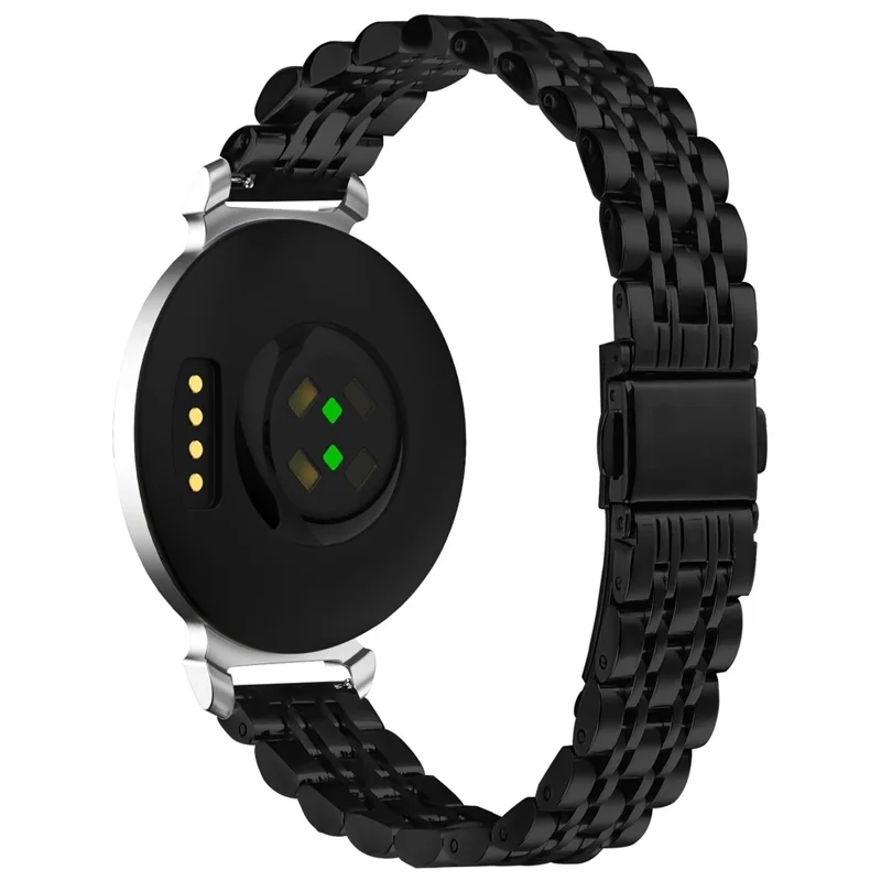 Black Watch Band For Garmin Lily 2 Slim 7-Bead Stainless Steel Strap