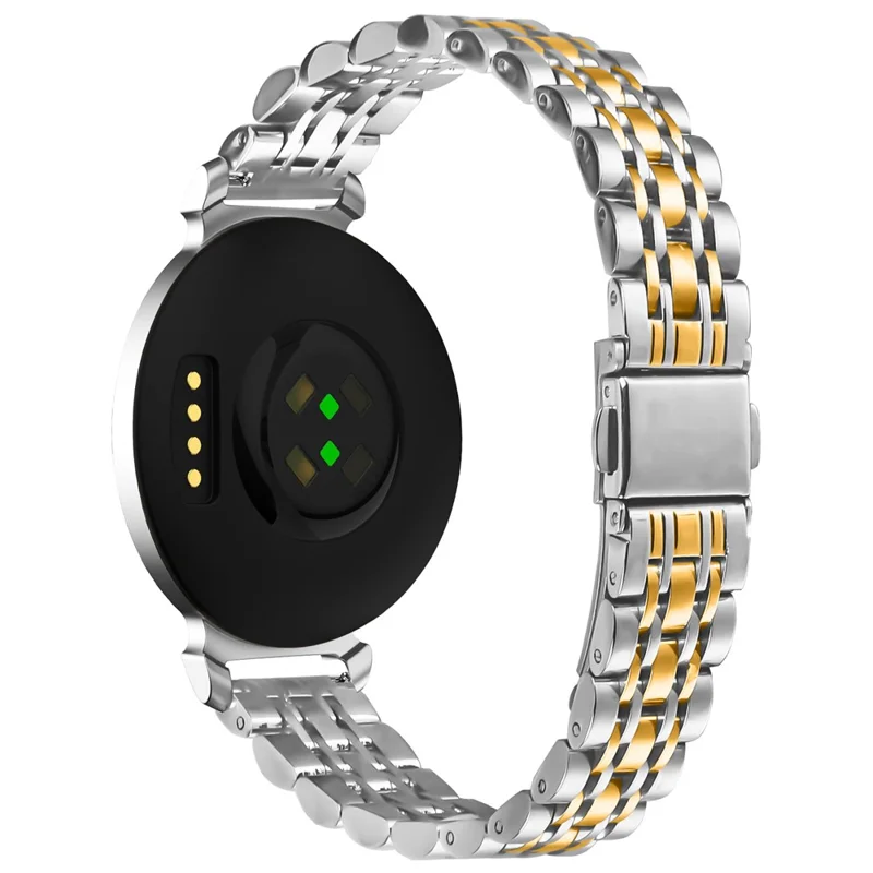 Electroplated Color Watch Band For Garmin Lily 2 Slim 7-Bead Stainless Steel Strap - Silver / Gold