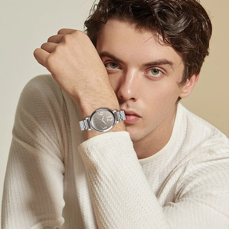 Pulseira de Relógio de 5 Contas Fina para Garmin Lily 2 Pulseira de Aço Inoxidável Prata