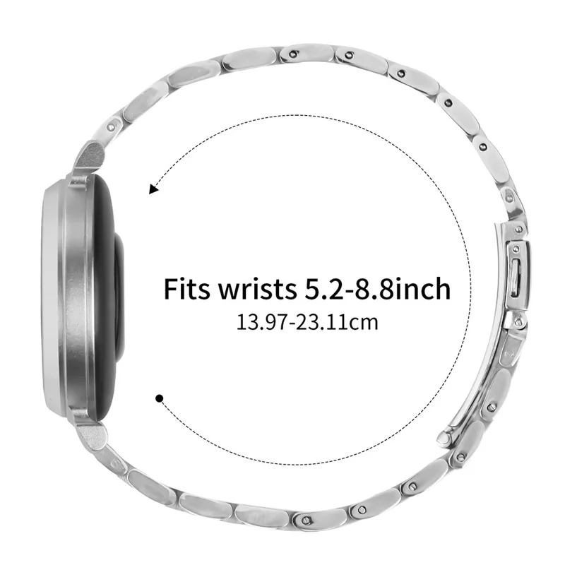 Pulseira de Relógio de 5 Contas Fina para Garmin Lily 2 Pulseira de Aço Inoxidável Prata