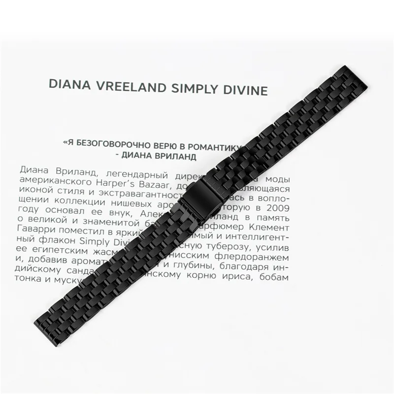 For Garmin Lily 2 Watch Band Slim Five-Bead Stainless Steel Black Strap