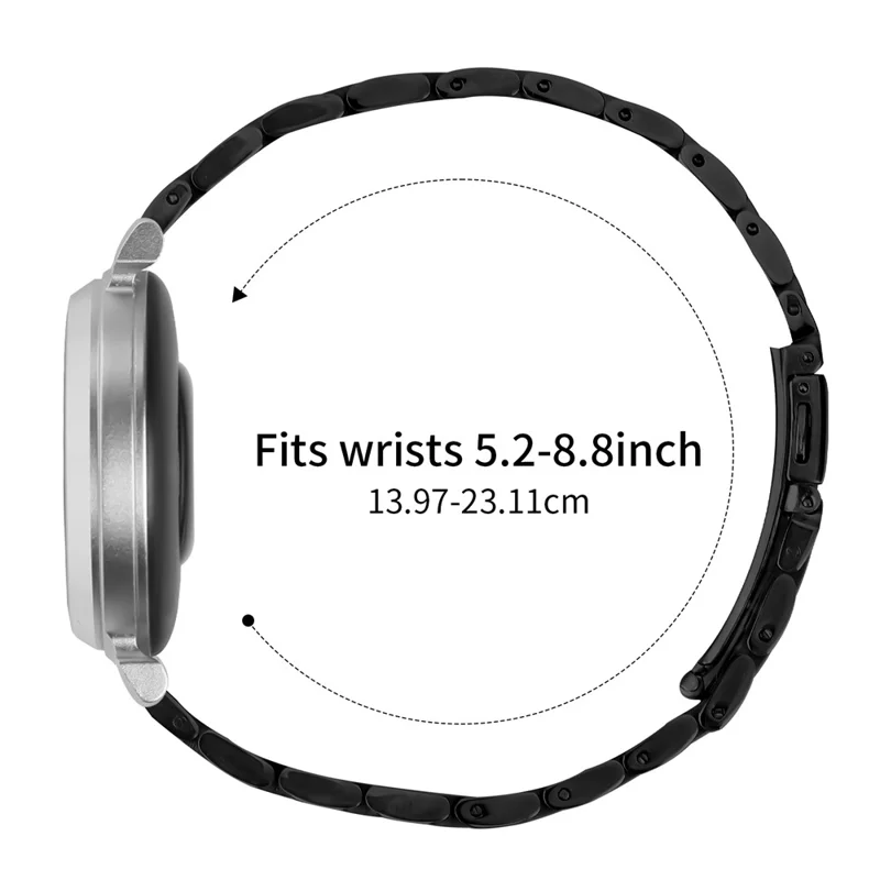 For Garmin Lily 2 Watch Band Slim Five-Bead Stainless Steel Black Strap