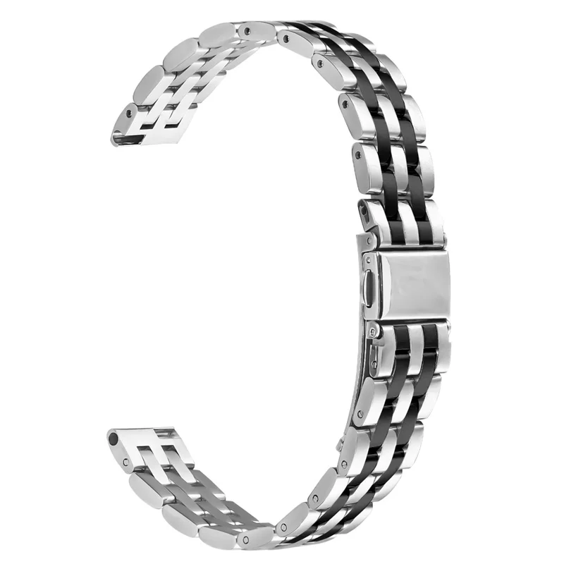 Slim 5-Bead Watch Band For Garmin Lily 2 Stainless Steel Strap - Silver / Black