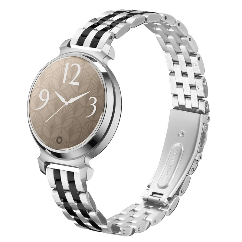 Slim 5-Bead Watch Band For Garmin Lily 2 Stainless Steel Strap - Silver / Black