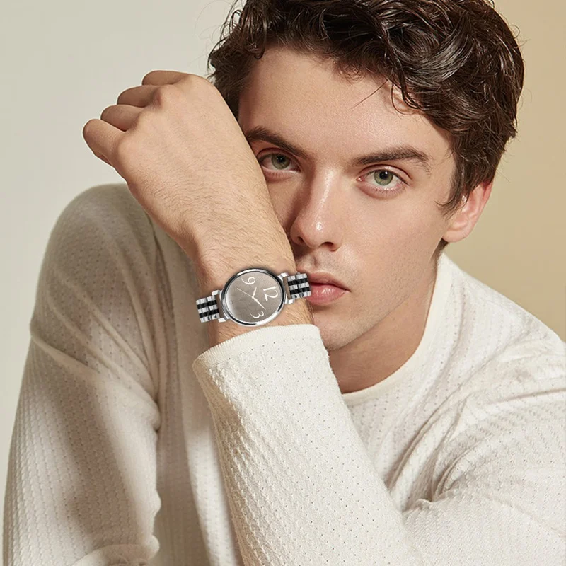 Slim 5-Bead Watch Band For Garmin Lily 2 Stainless Steel Strap - Silver / Black