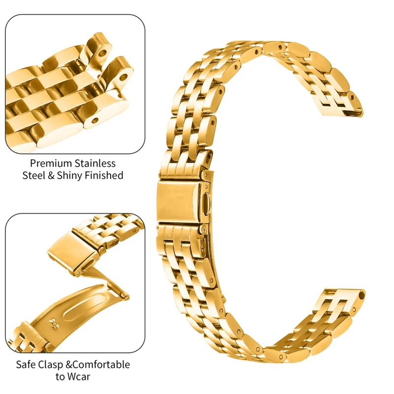 Slim 5-Bead Watch Band For Garmin Lily 2 Stainless Steel Strap - Gold