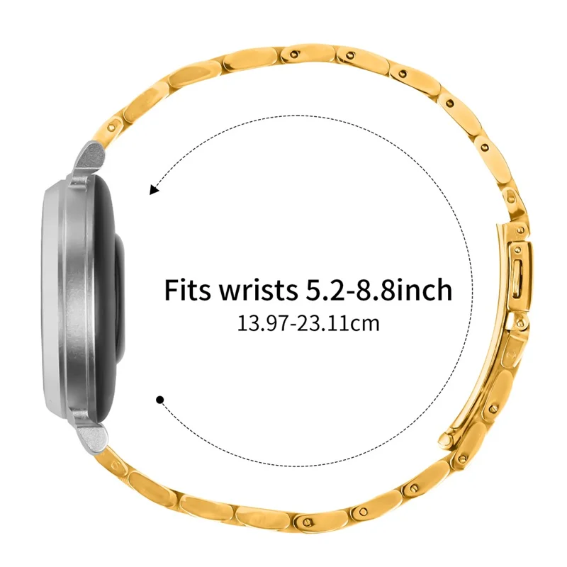 Slim 5-Bead Watch Band For Garmin Lily 2 Stainless Steel Strap - Gold